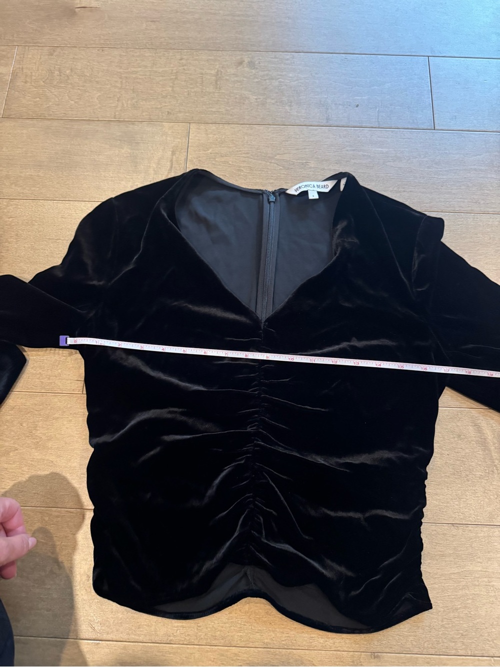 VERONICA BEARD BLACK VELVET RUFFLE TOP SIZE 6 - Picture 3 of 8